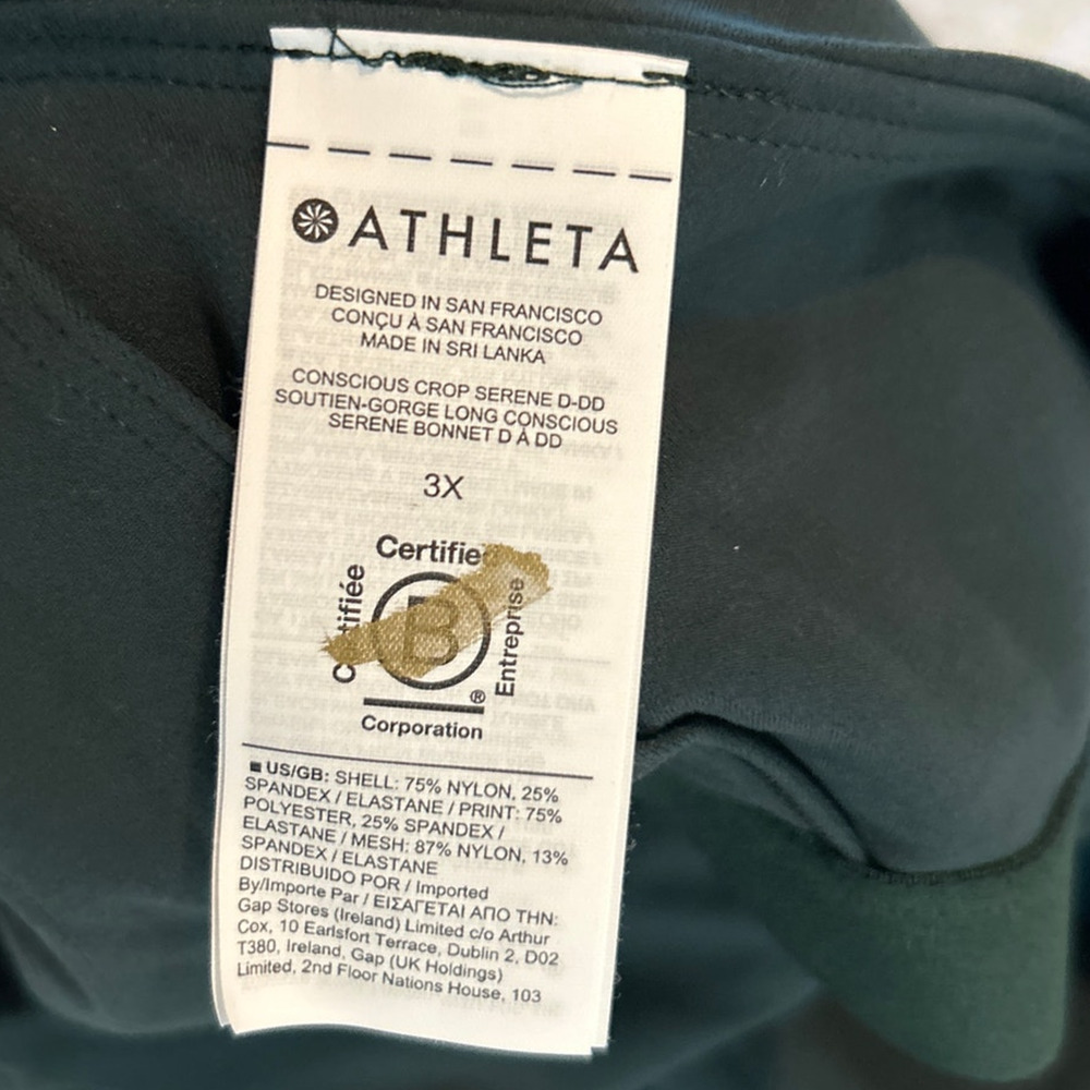 Athleta Conscious Crop Serene 3X Green Abstract Print NEW Tank D-DD Built in Bra - Picture 9 of 10